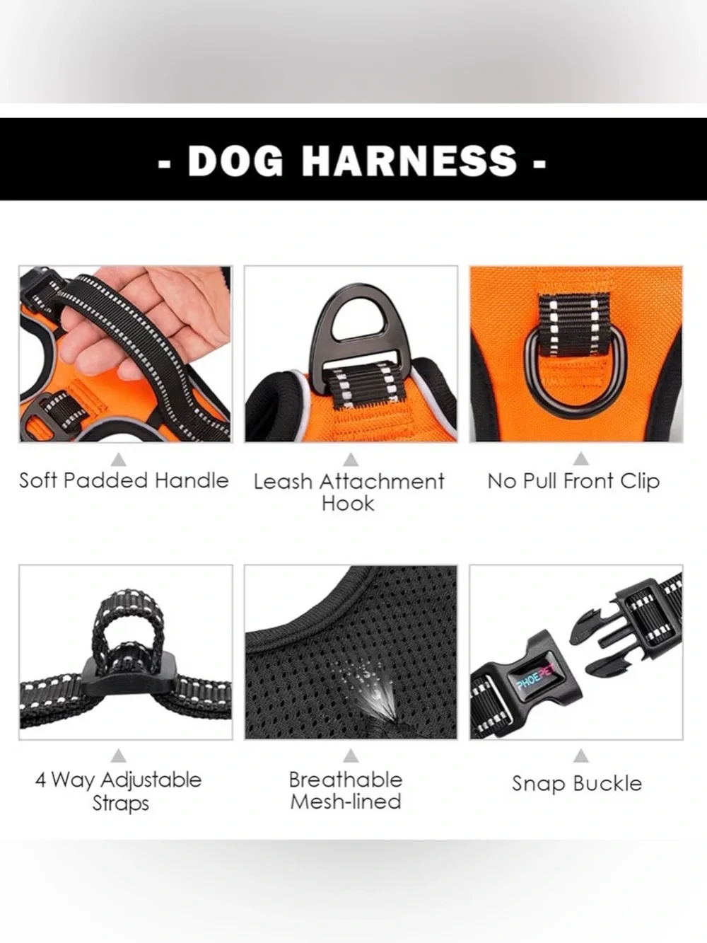 Reflective Dog Harness - Orange